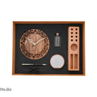 ست هدیه چوبی ساعت دار تبلیغاتی